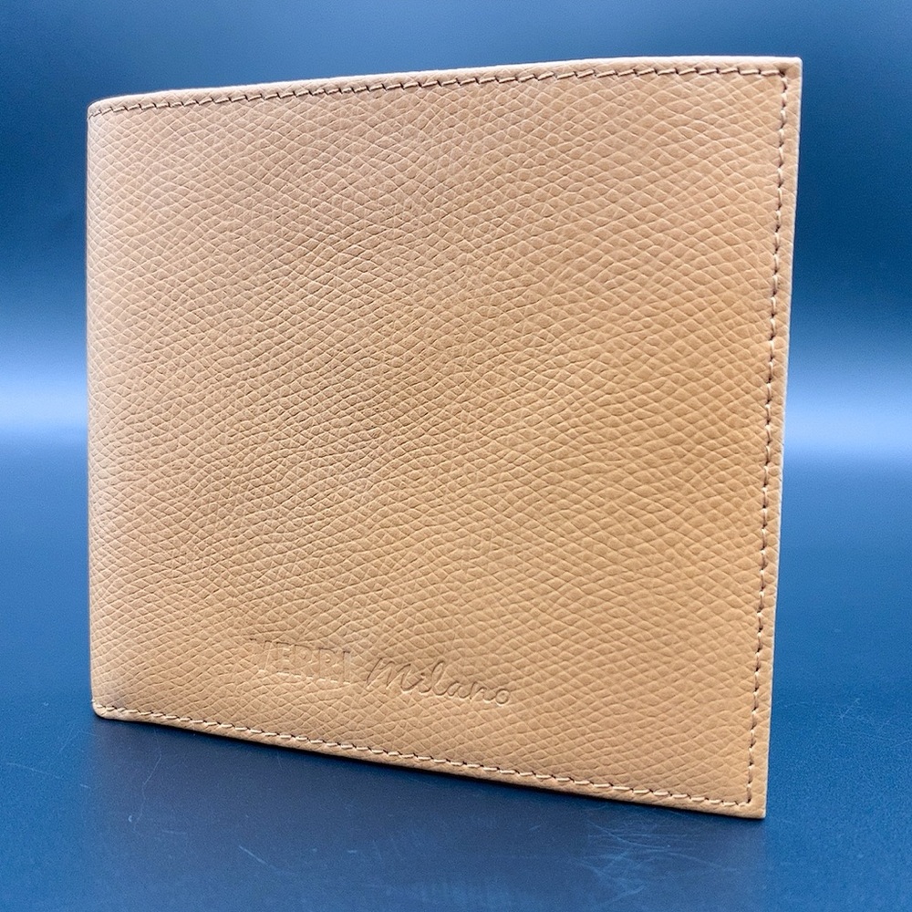 Verri Milano Bi-Fold Compact Leather Wallet in Tan